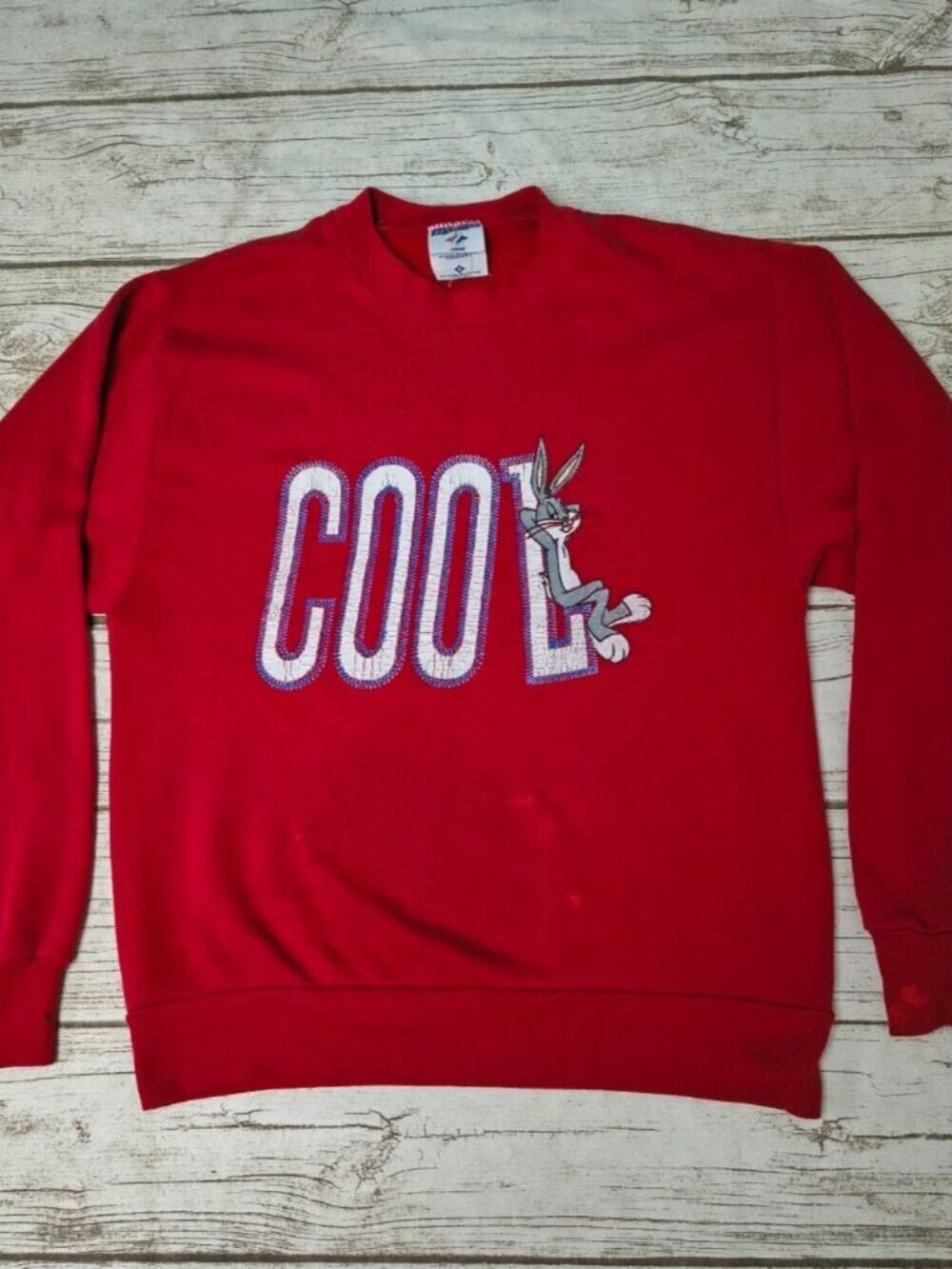 Vintage Red Bugs Bunny "Cool" Crewneck Sweater Made in USA Size Small